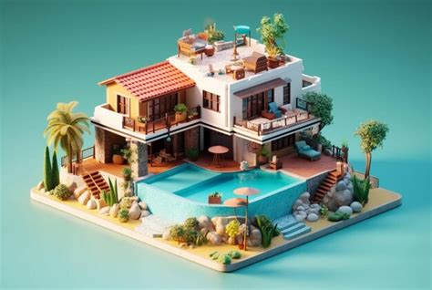 Premium AI Image | Miniature luxury house with swimming pool generative ai