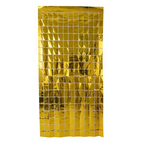 Gold Metallic Square Foil Fringe Backdrop Curtain 6.5 ft– CV Linens