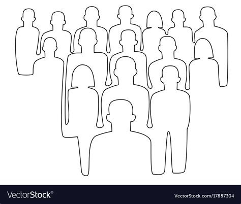 People crowd one line drawing Royalty Free Vector Image