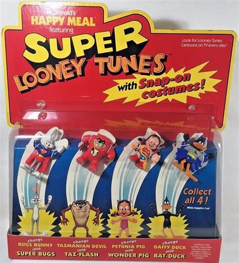 Toys Miniature Toys Toys & Games Vintage Looney Tunes super hero toys happy meal 1991 complete ...