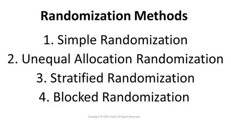 There are four types of randomization methods: Simple randomization ...