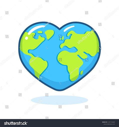 Cute Cartoon Planet Earth Drawing Heart Stock Vector (Royalty Free) 1331152043 | Shutterstock