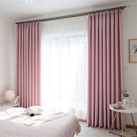 This solid pink curtain is made of polyester linen fabric, it has70-85% ...