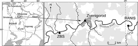 Map of the studied area in the valley of the Moskva river near the town... | Download Scientific ...