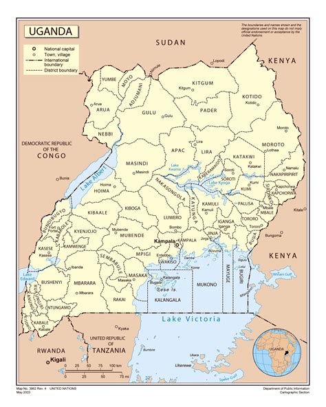 Large detailed political and administrative map of Uganda with major cities | Uganda | Africa ...