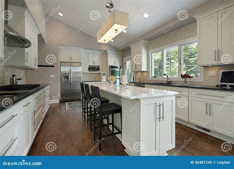 Kitchen with Granite Counter Island Stock Photo - Image of dining, appliance: 46487242