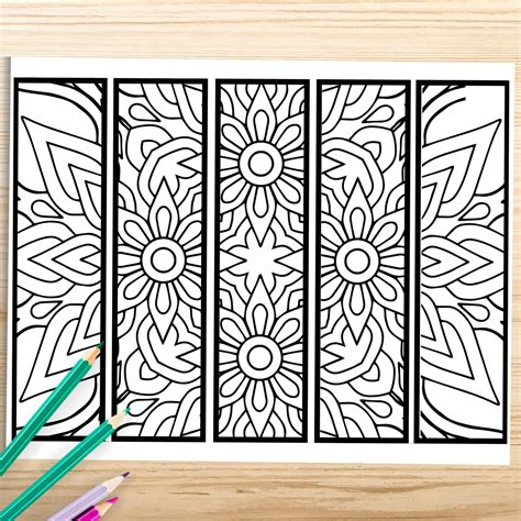 Printable Mandala Coloring Bookmarks set of 30 Mandala | Etsy