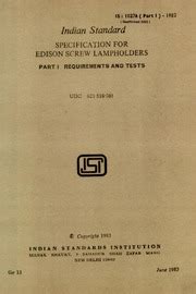 IS 10276-1: Edison screw lampholders, Part 1: Requirements and tests : Bureau of Indian ...