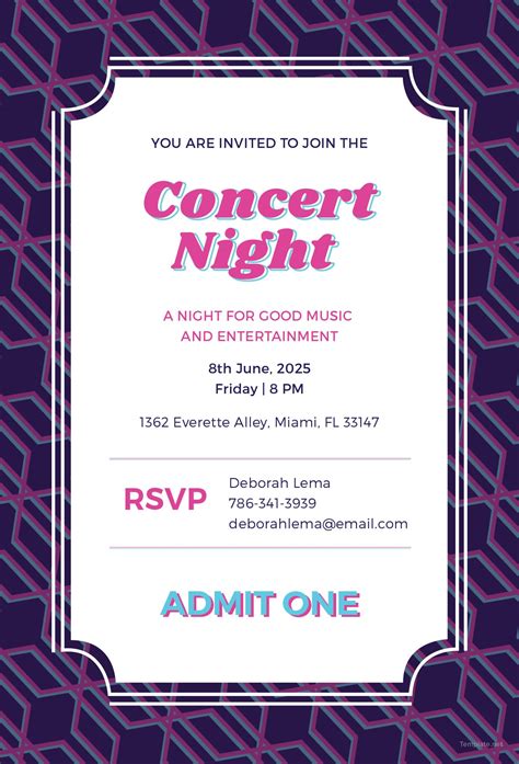 Free Concert Ticket Invitation Template in Adobe Photoshop, Illustrator, Microsoft Word ...