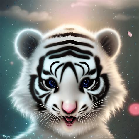 Centered Cute Baby White Tiger with the Night Sky Nursery · Creative ...