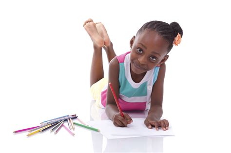 Cute black african american little girl drawing - African people - Lesedi Educare