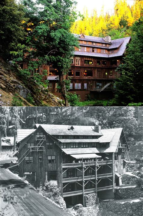 Oregon Caves Chateau, built in 1934. It is built between the steep ...