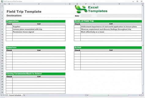 Trip Schedule Template - Word Excel