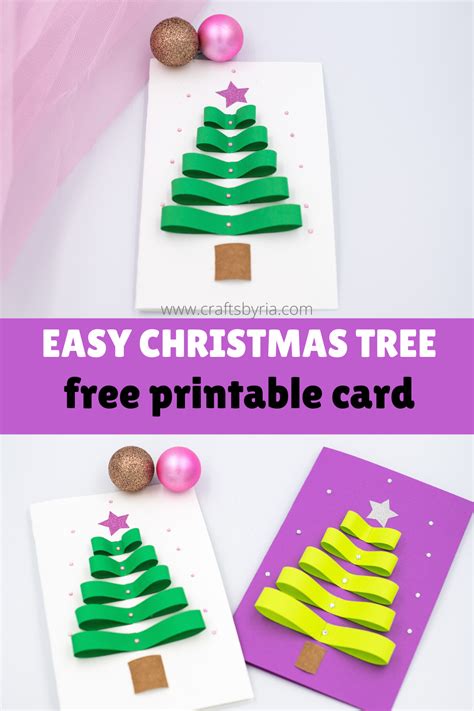 How to make a simple paper Christmas tree card - Crafts By Ria