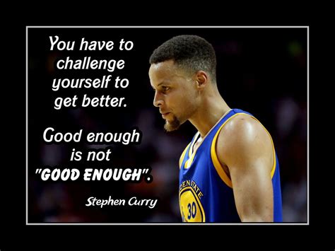 Inspirational Stephen Curry 'Good Enough Isn't' Basketball Quote Poster, Motivational Wall Art ...