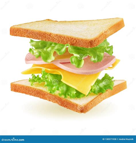 Flying sandwich isolated stock photo. Image of vertical - 130571938