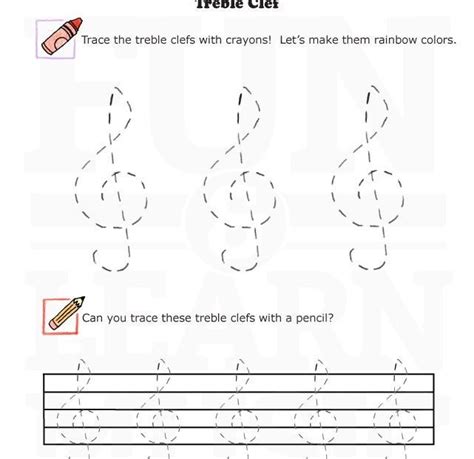 Learn to draw treble clef worksheet for kids - Google Search | Music theory worksheets, Music ...