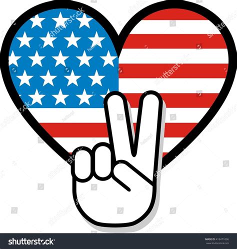 Peace Sign Hand Gesture Over American Flag. Stock Vector 418471096 : Shutterstock