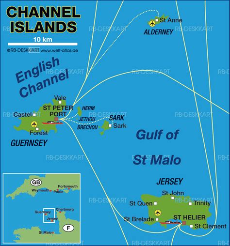 Map of Channel Islands (Region in Crown Dependency) | Welt-Atlas.de