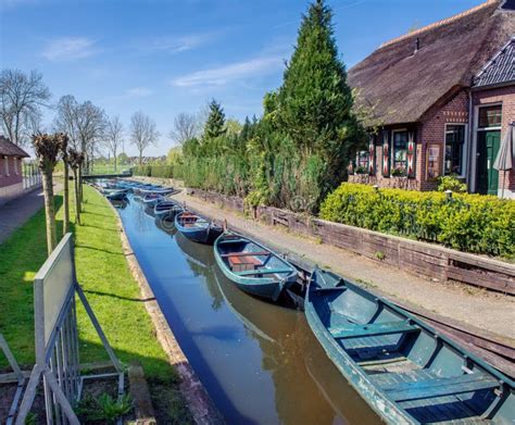 Boats in Giethoorn stock photo. Image of rustic, tourism - 70615362