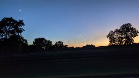 Sunset and the Moon in Springfield Tennessee in the Summer Stock Image - Image of sunset ...