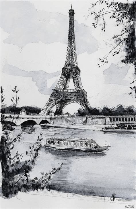 Watercolor / Aquarelle – La Seine et la Tour Eiffel | Eiffel tower ...