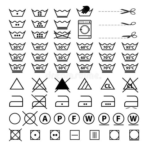 Laundry Symbols - Vector Illustrations Set - Isolated on White ...