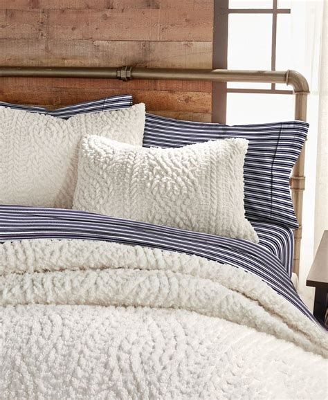 BASS OUTDOOR G.H. Bass Cable Knit Sherpa King Comforter Set & Reviews - Designer Bedding - Bed ...