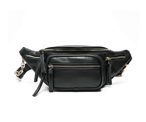 Leather Fanny Pack For Women,Waist Bag,Belt Bag, Bum bag with 9 Pockets (Black) | Miss Fong