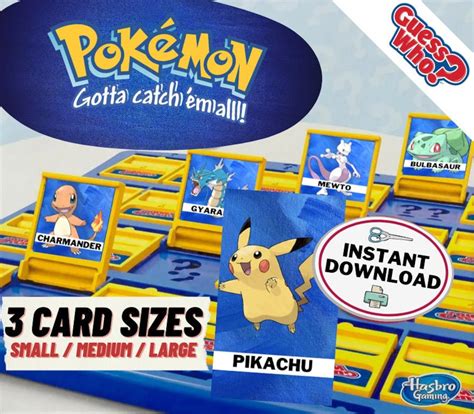 Pokemon Guess Who Game Cards Printable Game Pieces for Guess | Etsy UK