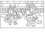 Bluey Colouring Pool Bingo Grannies Grandparents Abc Sketch Coloring Page sketch template