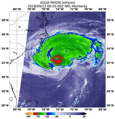 NASA satellite imagery shows the impact of hurricane Florence