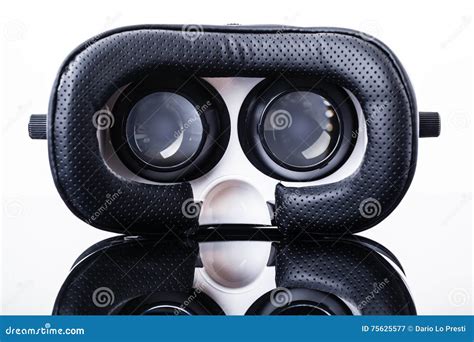 Virtual Reality Goggles on Black Stock Image - Image of device, dark ...