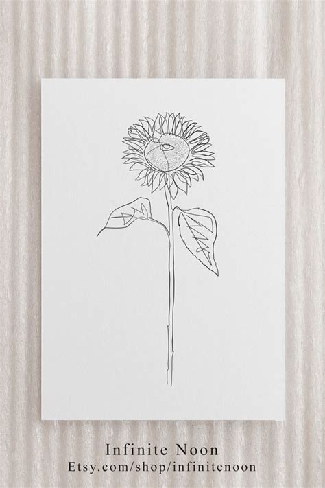 Abstract Sunflower Line Art Minimalist Botanical Print - Etsy | Plant drawing, Botanical line ...