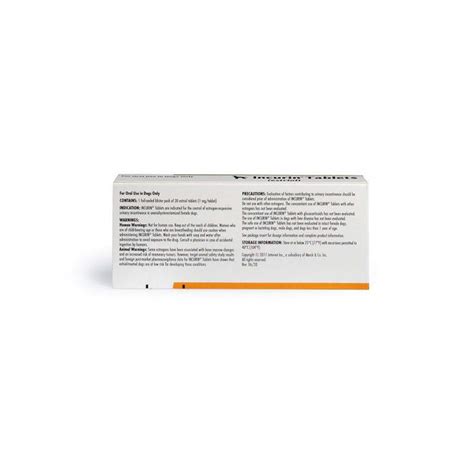 Incurin 1 Mg, 30 Tablets Dosage For Dogs At Tractor Supply Co