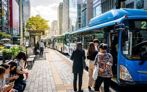 Bus Station In Seoul,Korea. Editorial Stock Image - Image of adult, architecture: 18665454