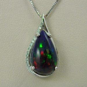 Ethiopian Black Opal Pear Shaped Pendant