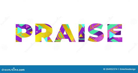 Praise Concept Retro Colorful Word Art Illustration Stock Vector - Illustration of recognition ...