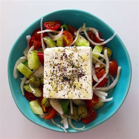 Traditional Greek Inspired Feta Cheese Salad With Ripe Tomatoes