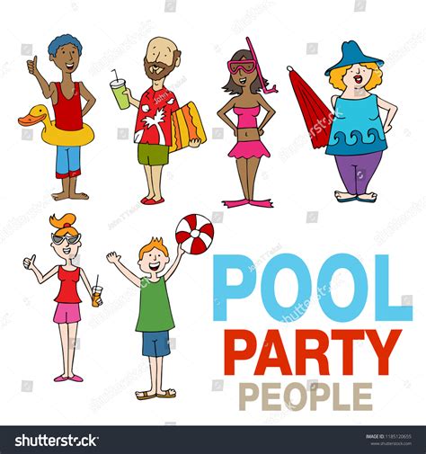 Image Pool Party People Cartoon Set Stock Vector (Royalty Free ...