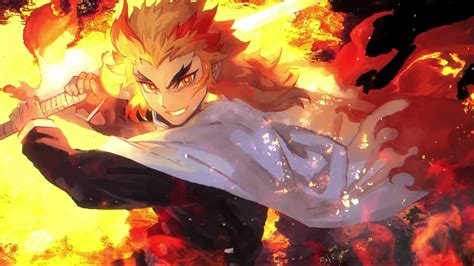 Kyojuro Rengoku Flame Kimetsu No Yaiba Live Wallpaper - WallpaperWaifu