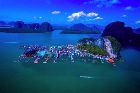 Panyee Muslim Floating Village Aerial View in Phang Nga National Park ...