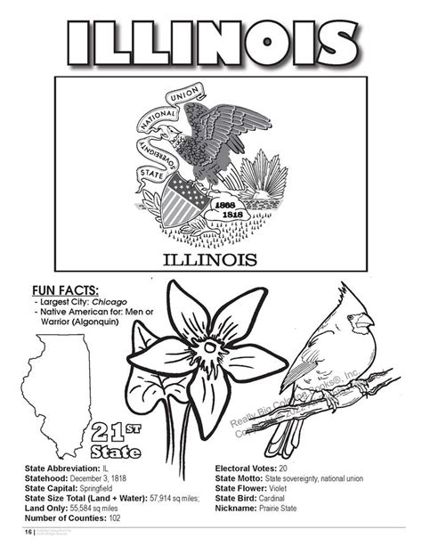 Illinois State Coloring Book 8.5 x 11