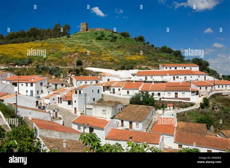 Portugal, the Algarve, The Costa Vicentina, Aljezur, town and moorish castle ruin Stock Photo ...