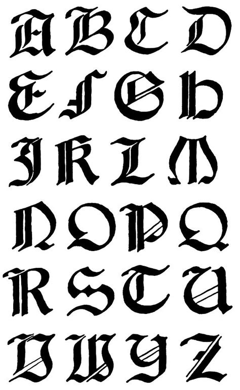 Gothic Letters A-Z | Lettering alphabet, Lettering, Calligraphy alphabet