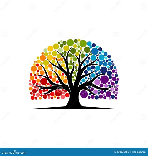 Abstract Vibrant Tree Logo Design, Root Vector - Tree of Life Logo Design Inspiration Stock ...