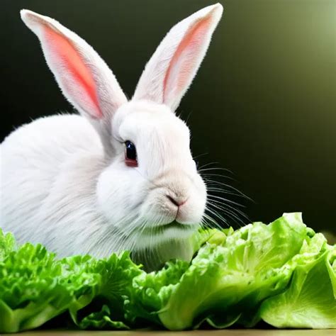 Rabbit eating lettuce, black and white fur, very | Stable Diffusion ...