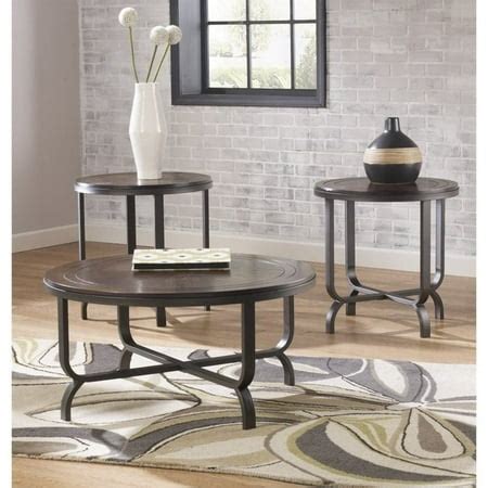 Ashley Furniture Ferlin 3 Piece Round Coffee Table Set in Dark Brown | Walmart Canada