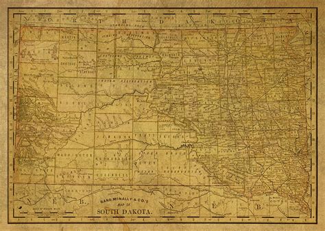 Vintage Map of South Dakota 1889 Mixed Media by Design Turnpike - Fine ...