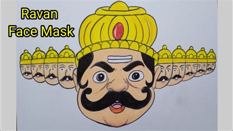 How to draw Ravan Face Mask step by step | Easy Ravan Drawing | Dussehra Drawing | Ravan Drawing ...